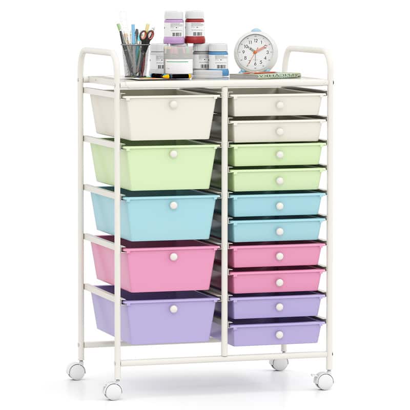 WELLFOR - 15 Drawer Rolling Storage Cart, Drawer Organizer with Wheels, Scrapbook Paper Office School Organizer - Icecream Multicolor price history on PriceWatchPro