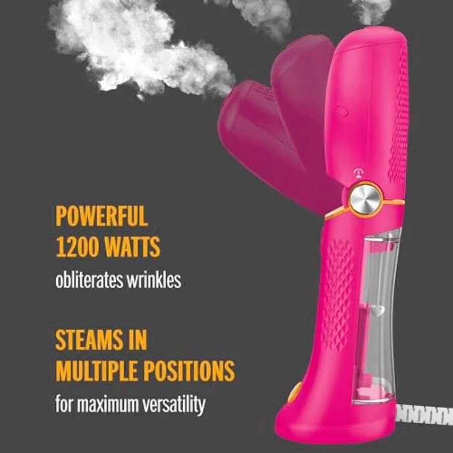 POWERFUL 1200 WATTS obliterates wrinkles  
STEAMS IN MULTIPLE POSITIONS for maximum versatility