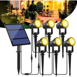 Schertz - 6-in-1 Outdoor Solar Spotlights with 3000K warm white lighting, featuring a separate solar panel and 9.8ft cable for fle