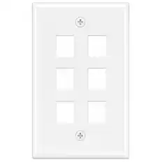 Front. Cmple.com - Cmple - Keystone Wall Plate Cover Ethernet Wall Plates for Modular Inserts, RJ45 Keystone Jack - 6 Port - White - White.