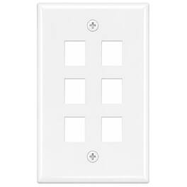 Cmple.com - 6 Port Keystone Wall Plate Single Gang for RJ45 Ethernet HDMI Coax & Audio - White