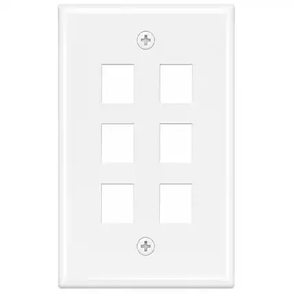 Front. Cmple.com - Cmple - Keystone Wall Plate Cover Ethernet Wall Plates for Modular Inserts, RJ45 Keystone Jack - 6 Port - White - White.