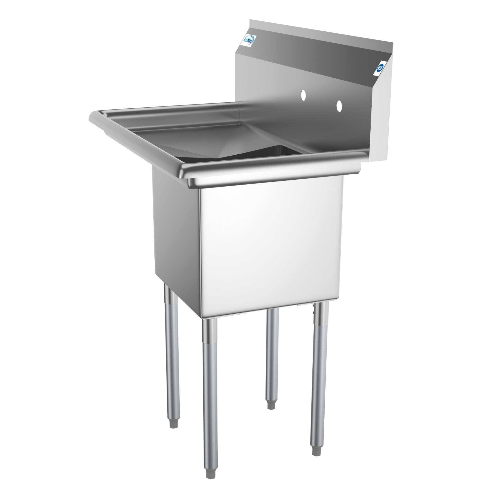 Alt View 2. Koolmore - 33 in. One Compartment Stainless Steel  Sink with Drainboard, Bowl Size 15"x 15"x 12" SA151512-15L3. - Stainless Steel.