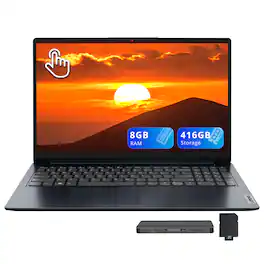 Lenovo - IdeaPad 1i 15.6" FHD Touchscreen Laptop,Intel i5-1335U,8GB RAM,256GB SSD+160GB Docking Station,Win 11 - Blue