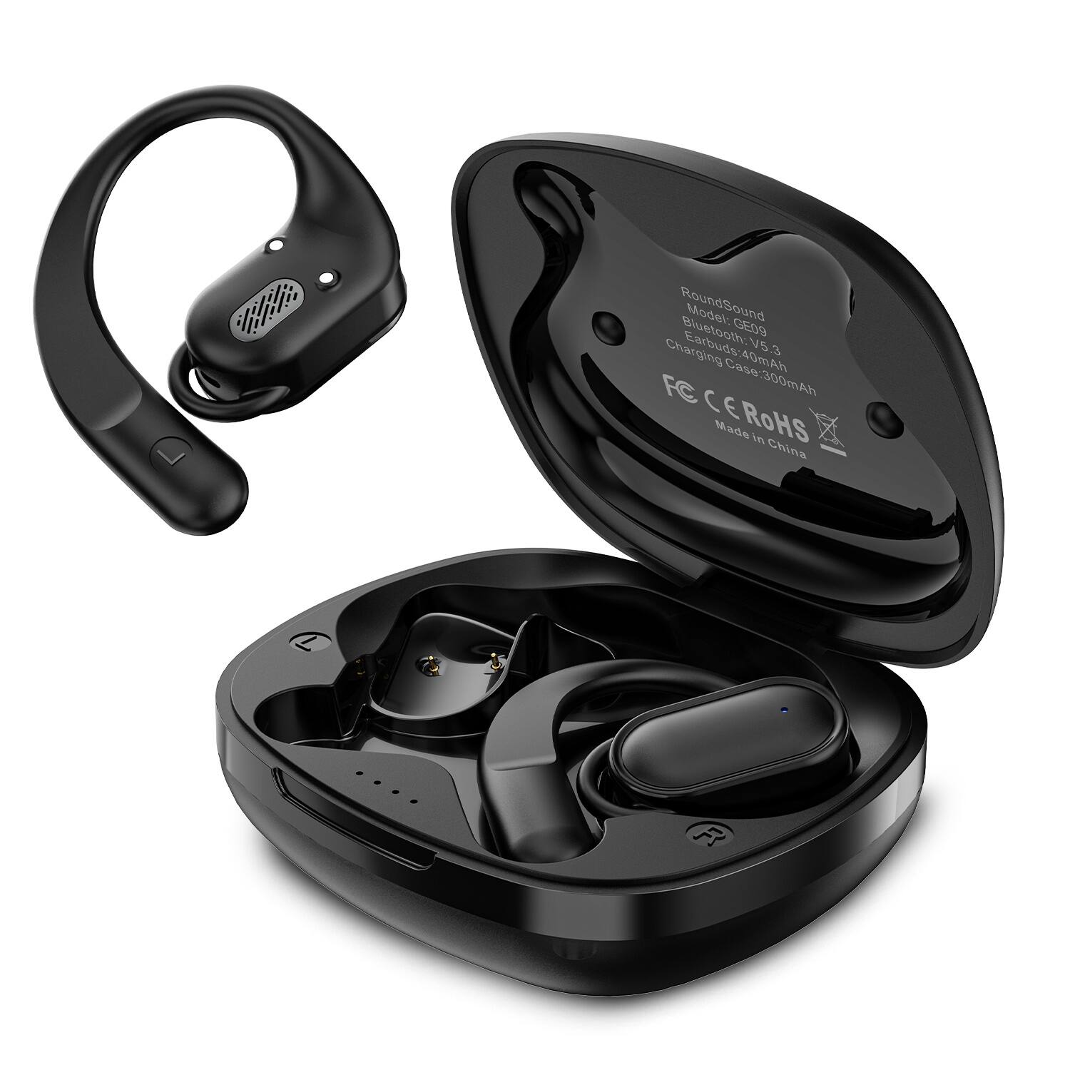 Echelon - RoundSound Open-Ear True Wireless Earbuds - Black