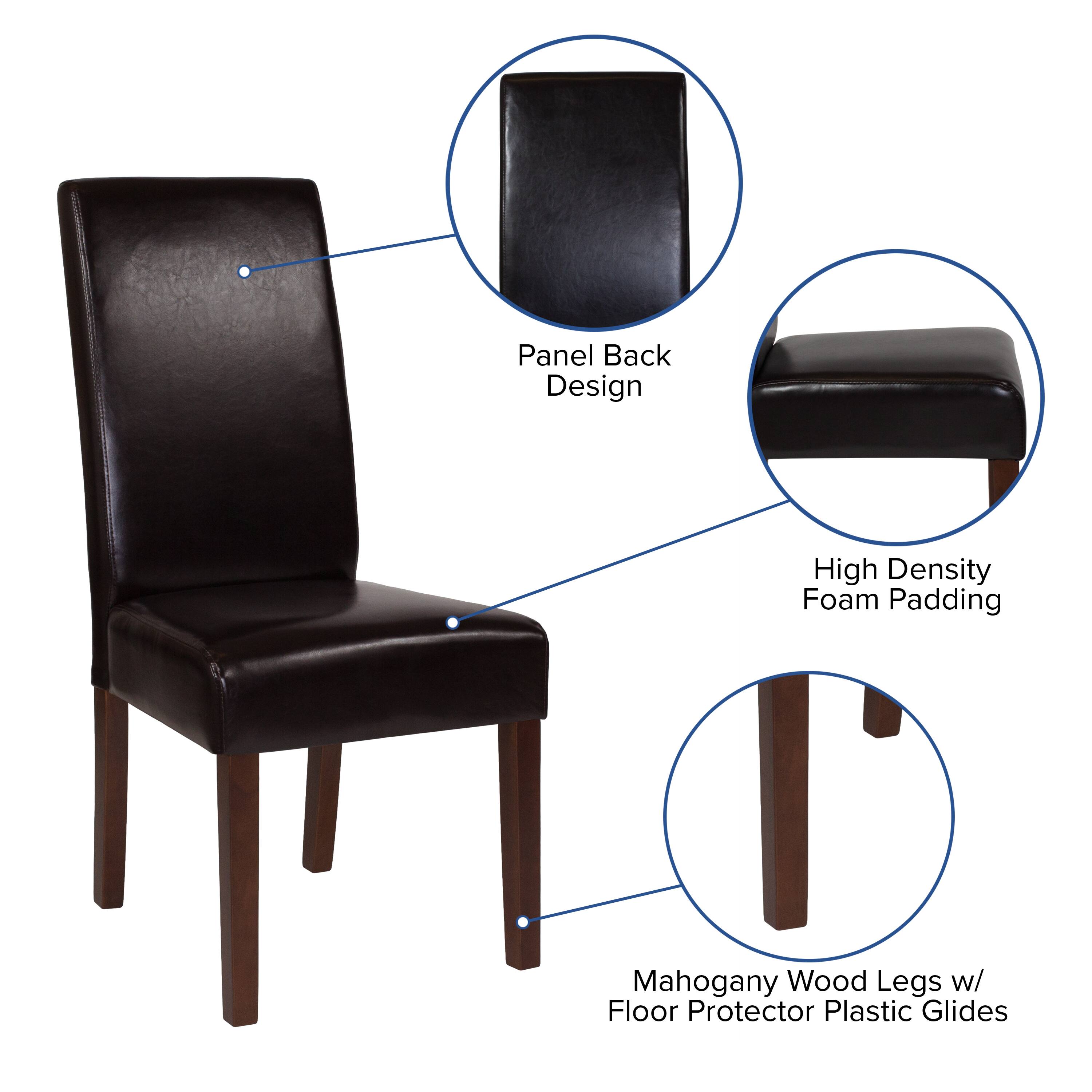 Alt View 11. Alamont Home - Greenwich Series Upholstered Panel Back Mid-Century Parsons Dining Chairs - Brown LeatherSoft.
