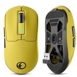 HM 1810 - G59 4gbt Gaming Mouse Rechargeable Type-c Game Adjustable Max 60g Lightweight Buttons Pc Computer Laptop Win - Wired - Yellow&Black
