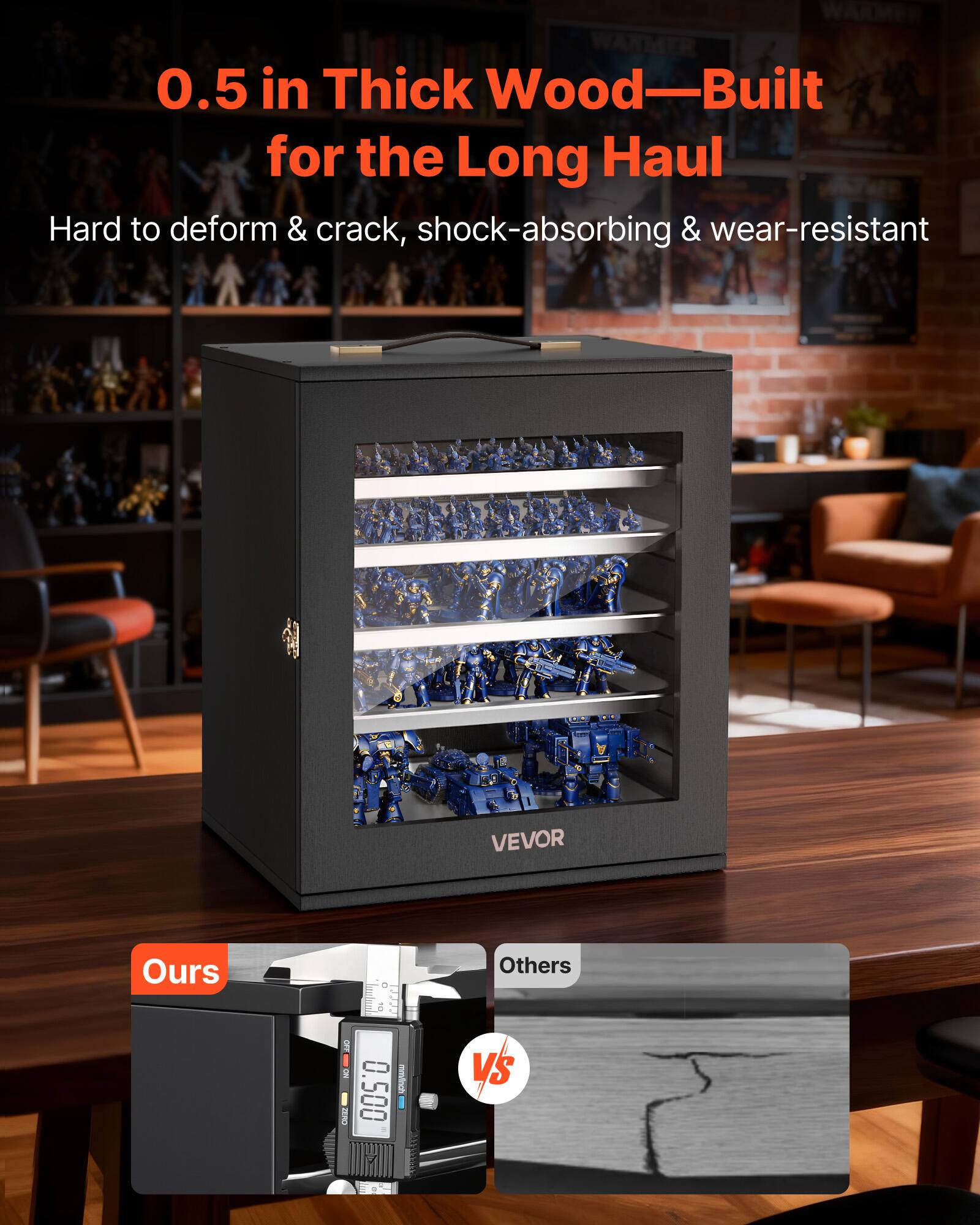 0.5 in Thick Wood—Built for the Long Haul  
Hard to deform & crack, shock-absorbing & wear-resistant