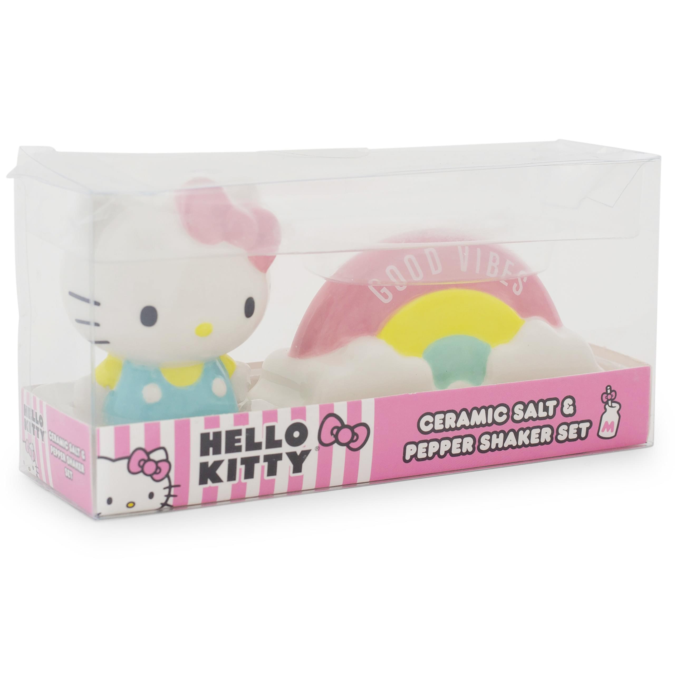 GOOD VIBES  
HELLO KITTY  
CERAMIC SALT & PEPPER SHAKER SET