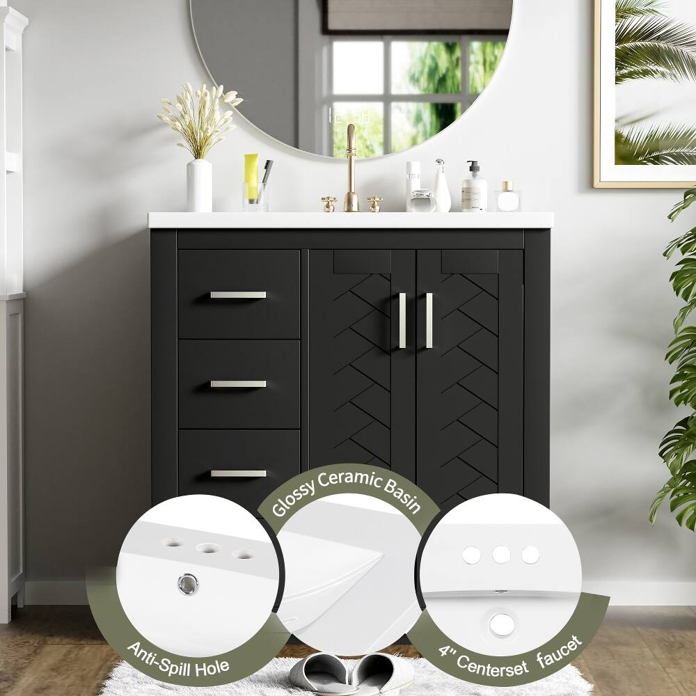 Ceramic Glossy Basin  
Anti-Spill Hole  
4" faucet Centerset