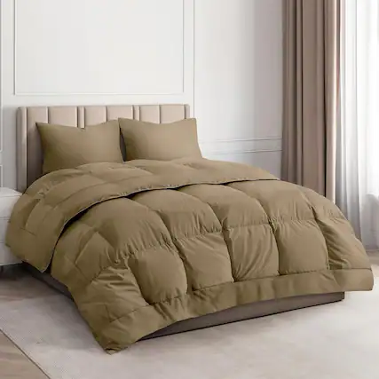 Front. CGK Linens - Premium All-Season Down Alternative Comforter - Fluffy Oversized Duvet Insert - Twin - Beige.
