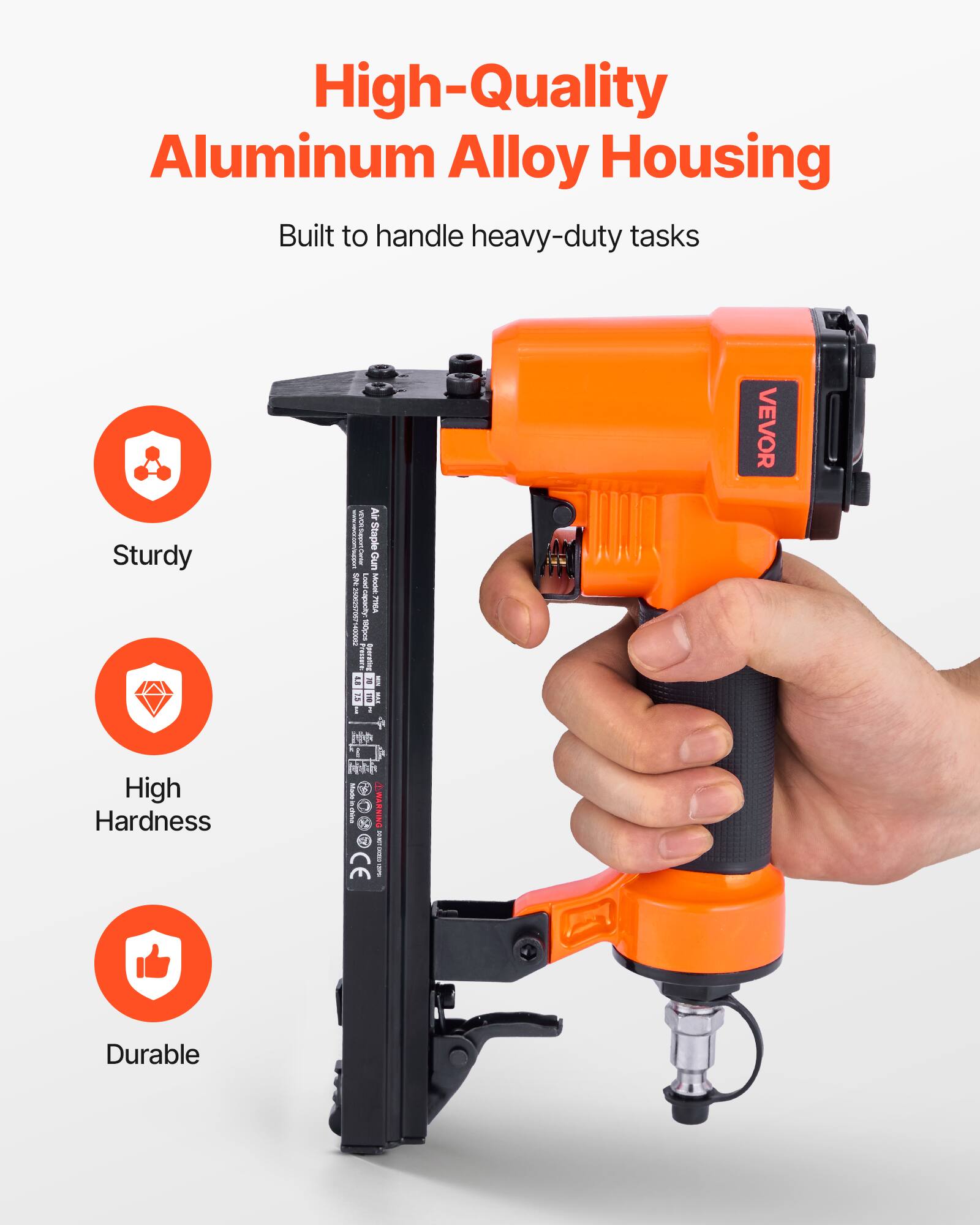 High-Quality Aluminum Alloy Housing  
Built to handle heavy-duty tasks  

Sturdy  
High Hardness  
Durable