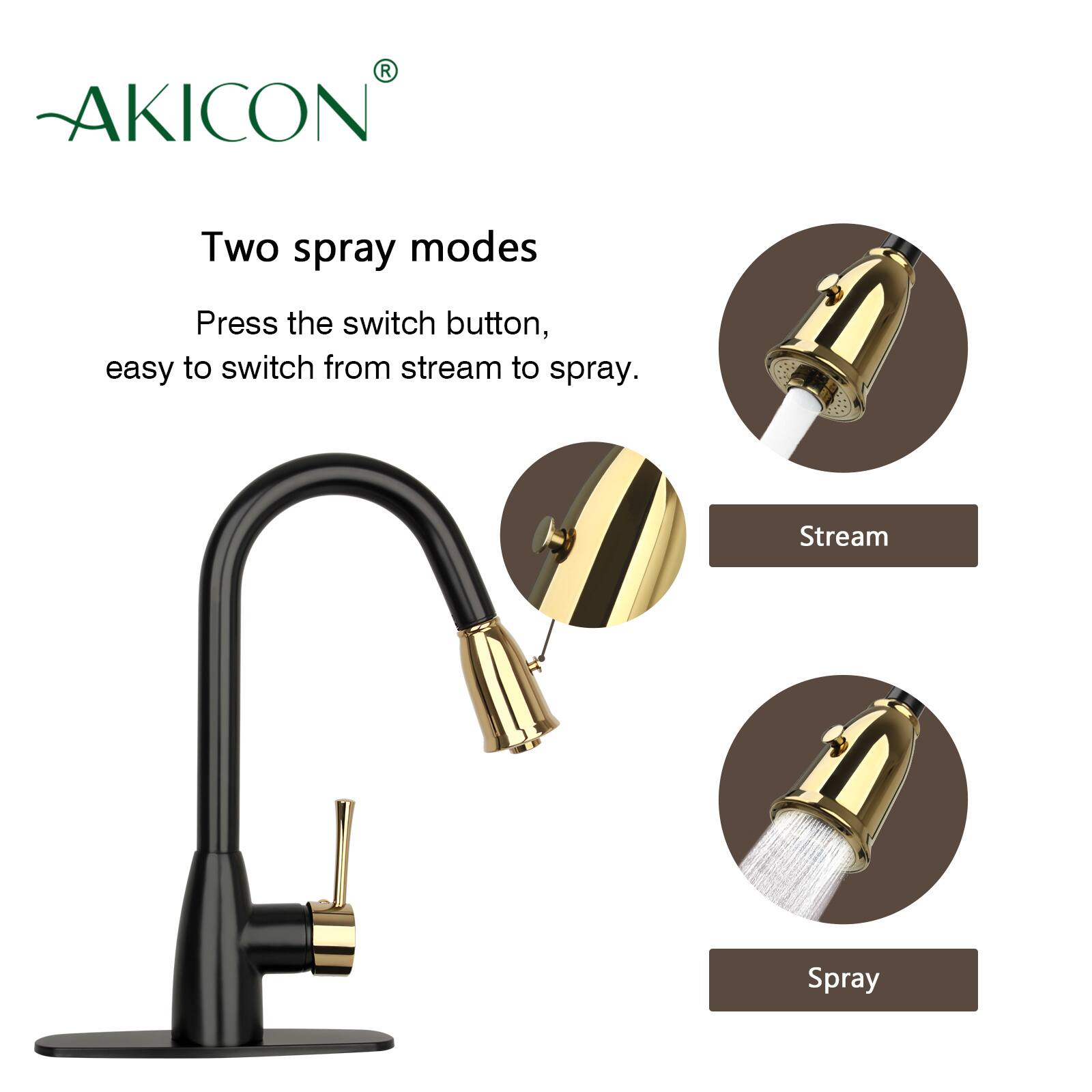 AKICON®

Two spray modes

Press the switch button, easy to switch from stream to spray.

Stream

Spray