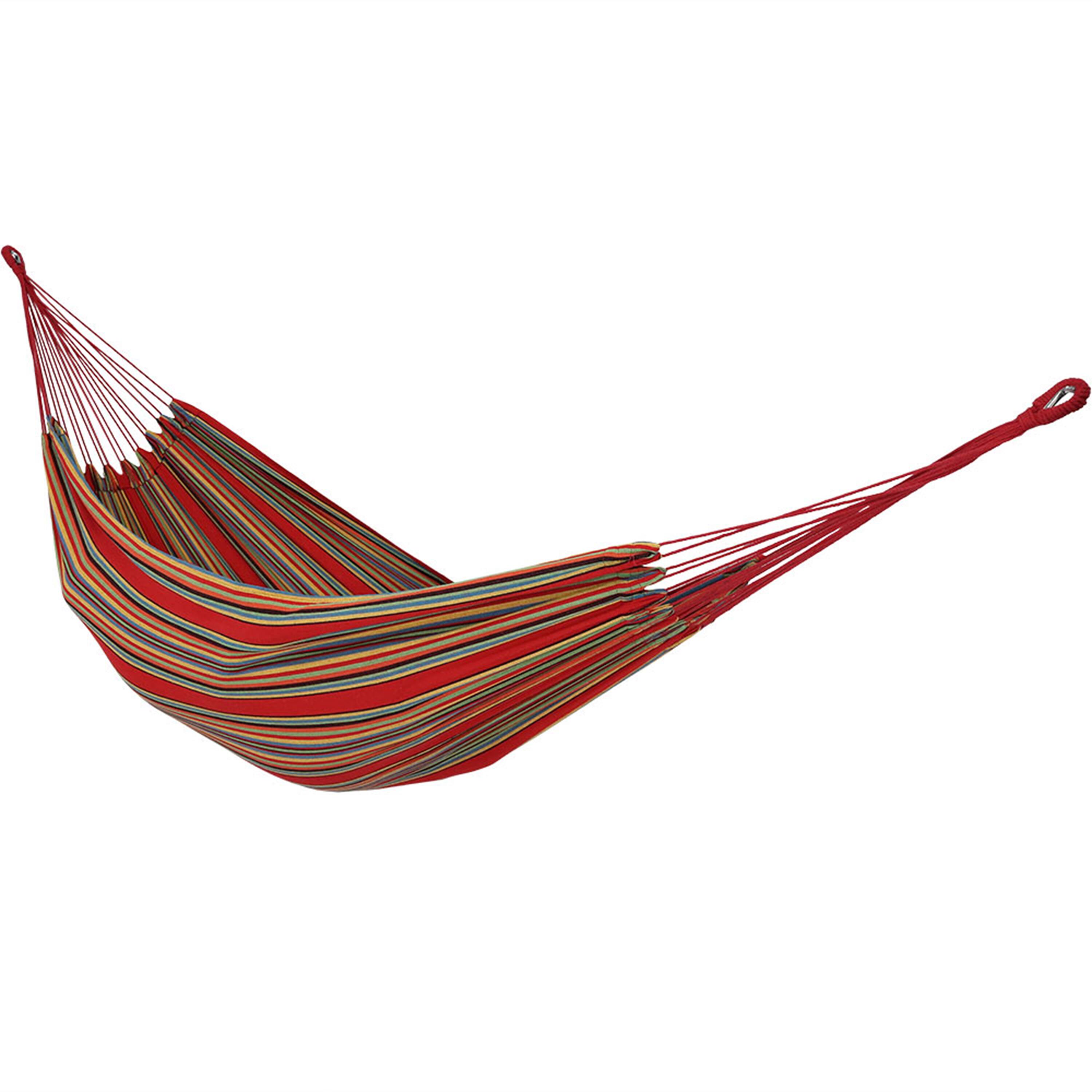 Front. Sunnydaze - 2-Person Woven Cotton Hammock with Carrying Case - Sunset.