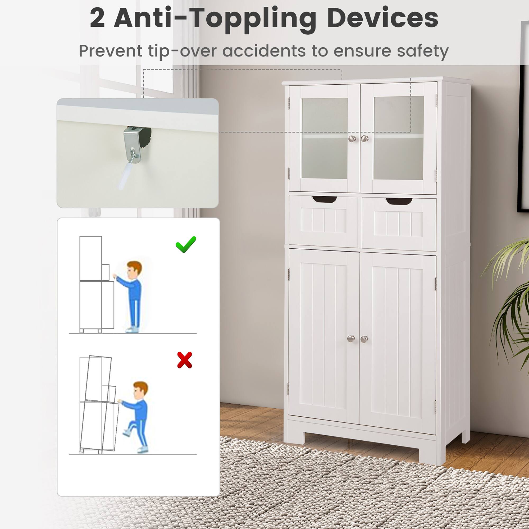 2 Anti-Topping Devices  
Prevent tip-over accidents to ensure safety