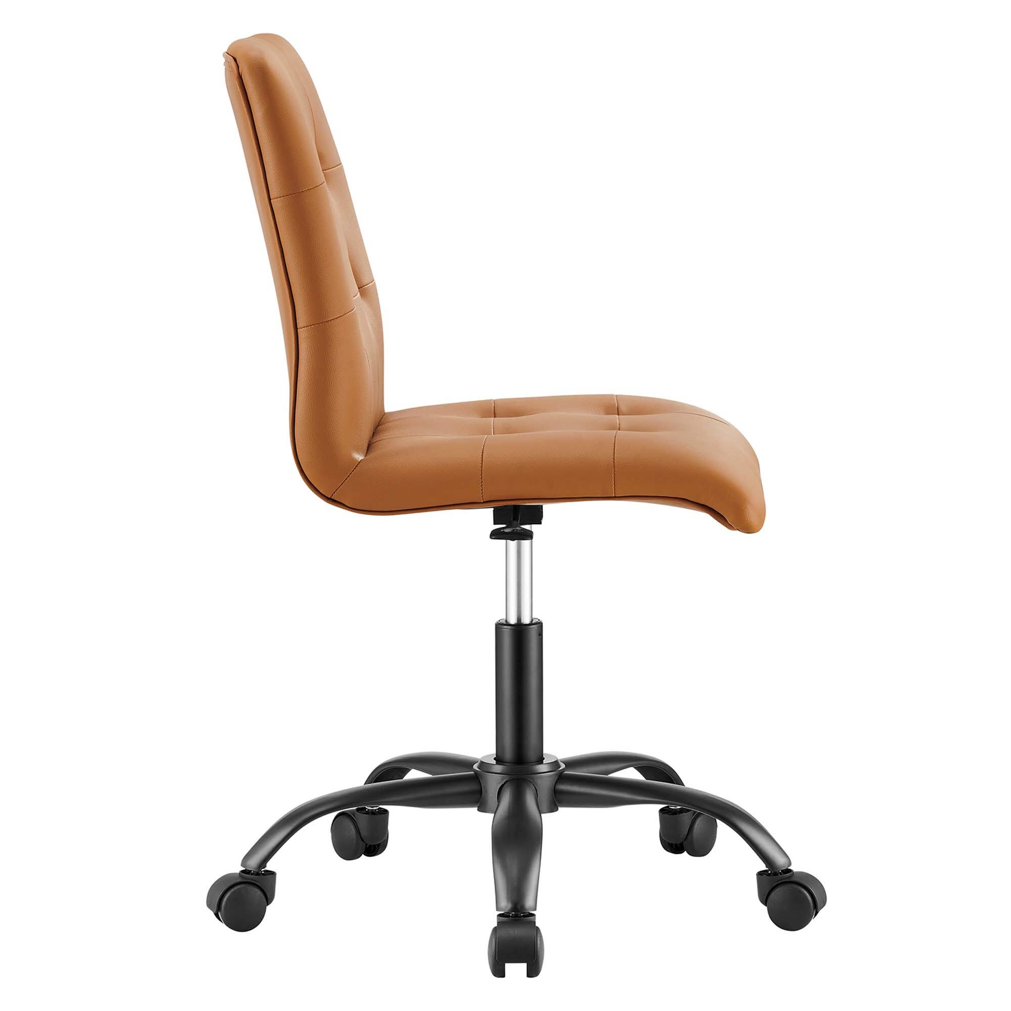 Alt View 1. Modway - Prim Armless Vegan Leather Office Chair by Modway - Black Tan.