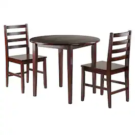 Winsome Wood - Clayton 3-Pc Drop Leaf Table with Ladder-back Chairs - Walnut