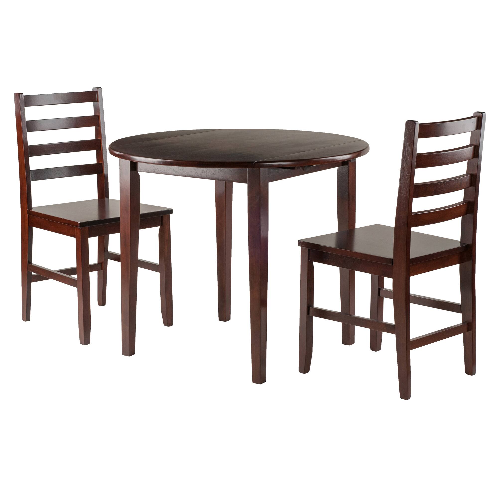 Winsome Wood - Clayton 3-Pc Drop Leaf Table with Ladder-back Chairs - Walnut