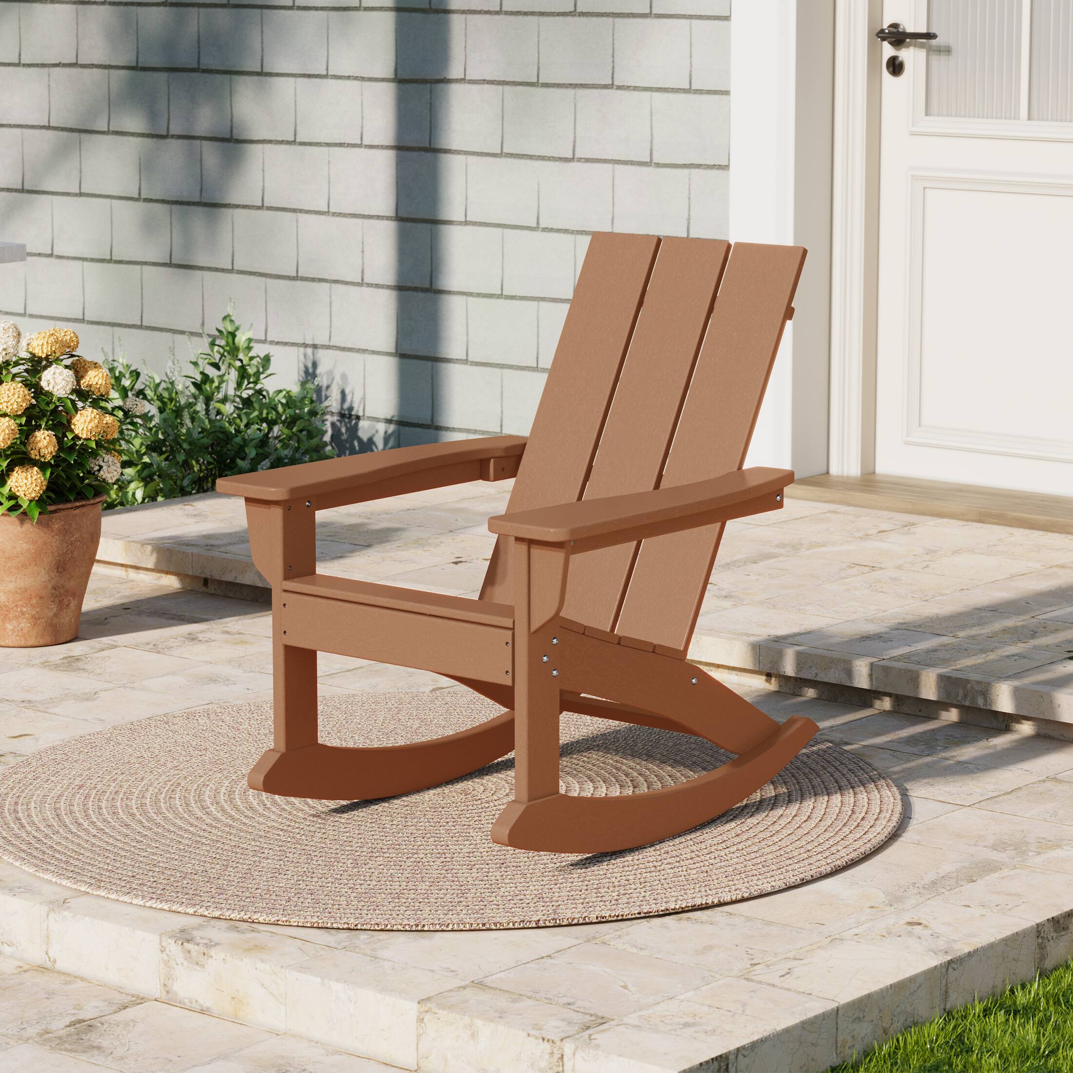 Angle. WestinTrends - WestinTrends Ashore Outdoor Patio Modern Adirondack Rocking Chair - Teak.