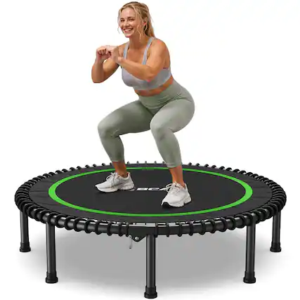 Front. FED Fitness - BCAN 550LBS Foldable Mini Trampoline, 48"Adult Fitness Trampoline with Durable Bungees - green.