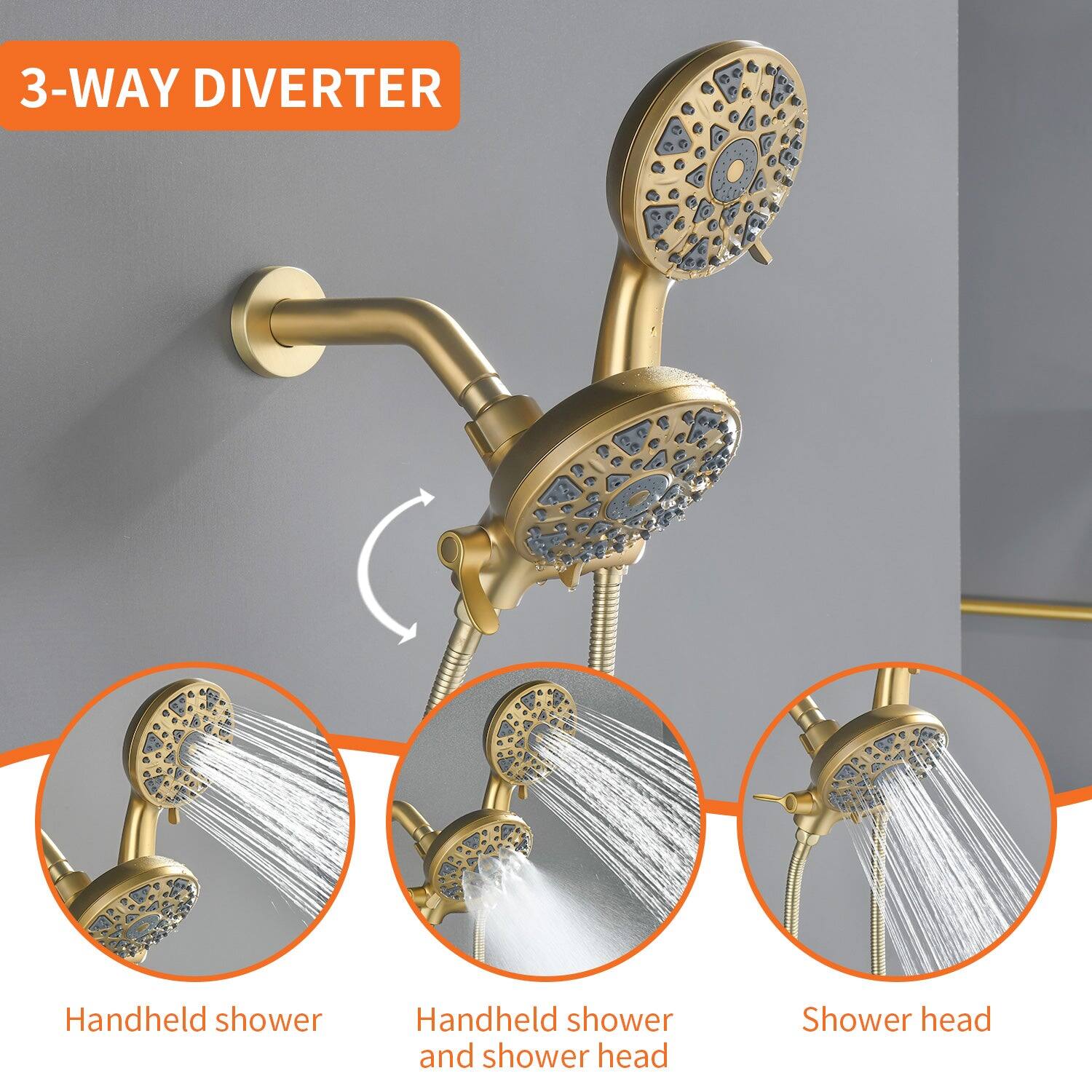 3-WAY DIVERter

Handheld shower

Handheld shower and shower head

Shower head