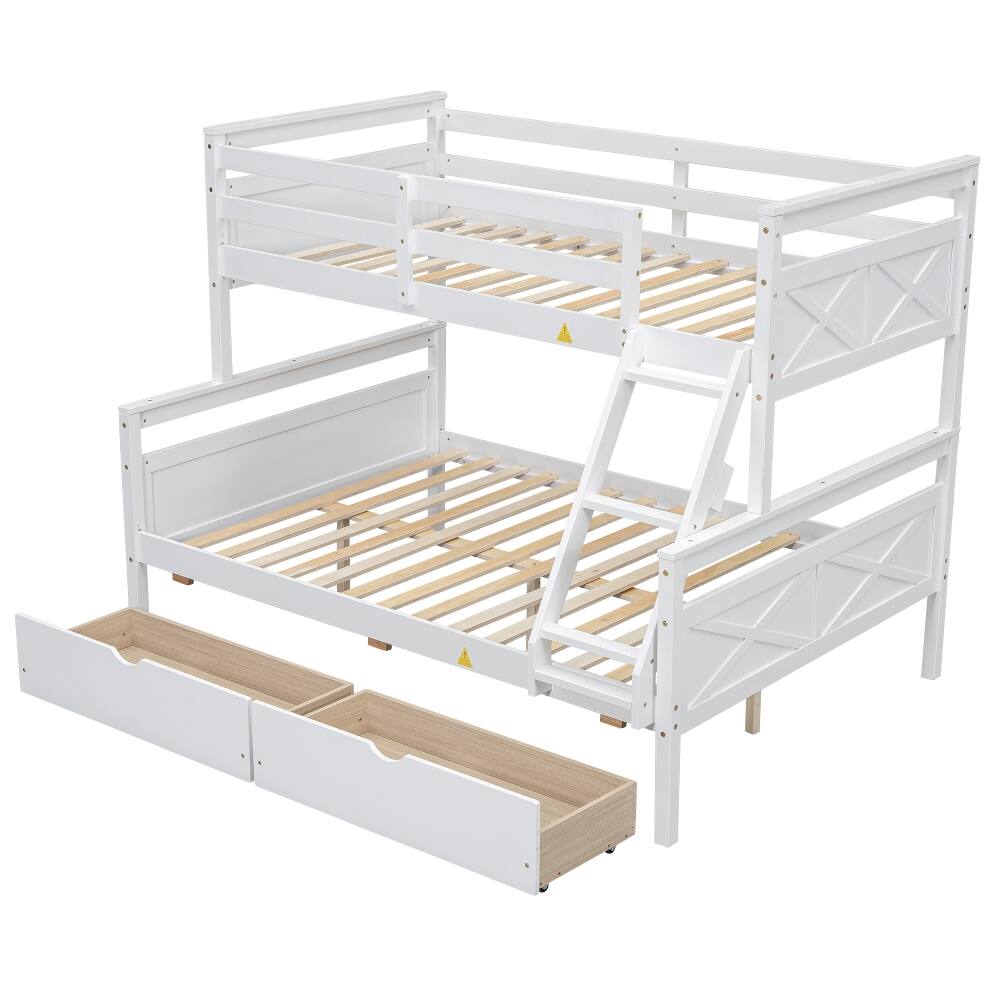 Alt View 7. Loheer - Loheer Twin Over Full Bunk Bed White with Drawers and Ladder - White.