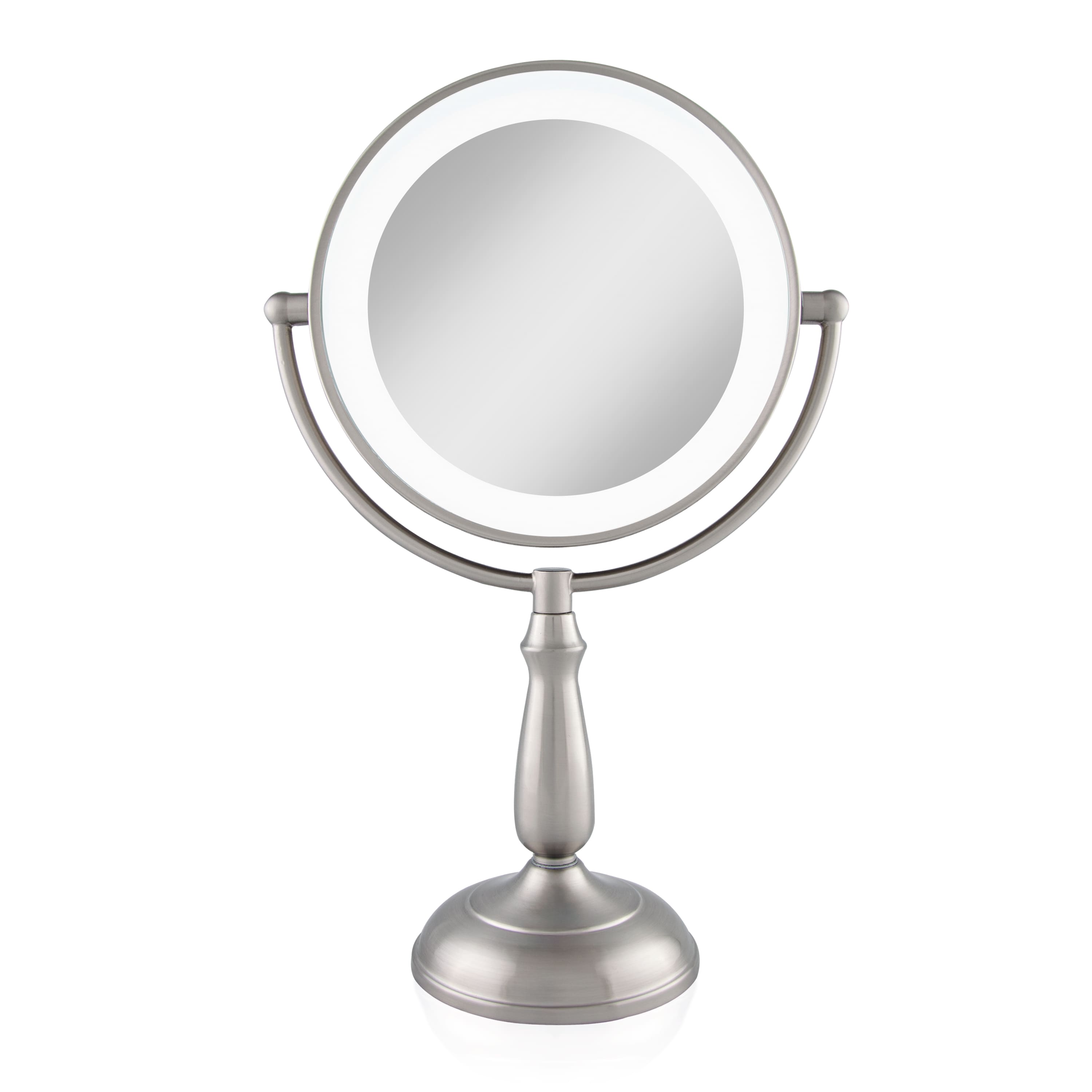 Zadro - LED Lighted Makeup Mirror with Touch Control and Magnification Options 5X, 10X, 12X - Satin Nickel