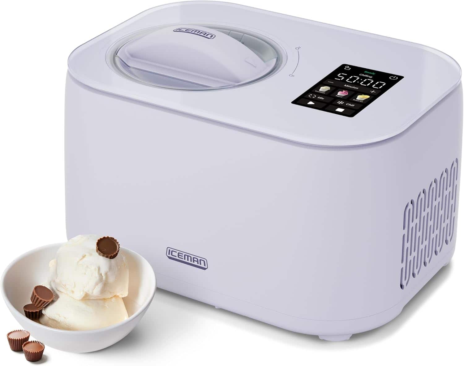 Chefman - Iceman Trio Ice Cream, Frozen Yogurt, and Italian Ice Maker, No Pre-Freezing, Two Inserts Included - Lavender