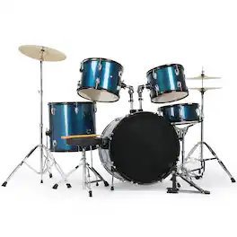 Winado - 22 In Adult Drum Set,5-Piece Full-Size Drums Kit with Cymbal Stands, Hi-hat Stand, Sticks, Drum Pedal, Stool & Floor Tom