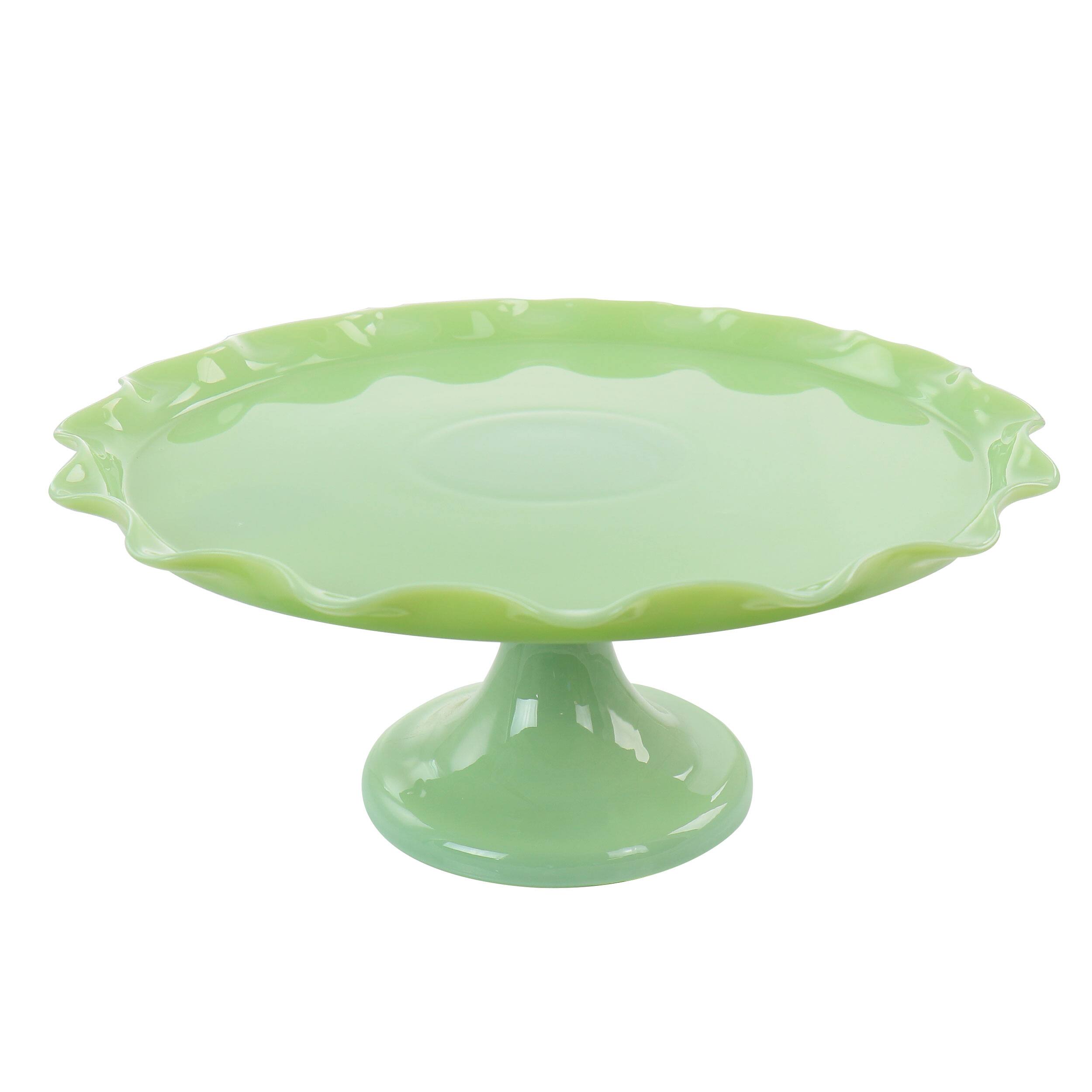 Front. Martha Stewart - Martha Stewart Jadeite Glass Cake Stand - Brown.