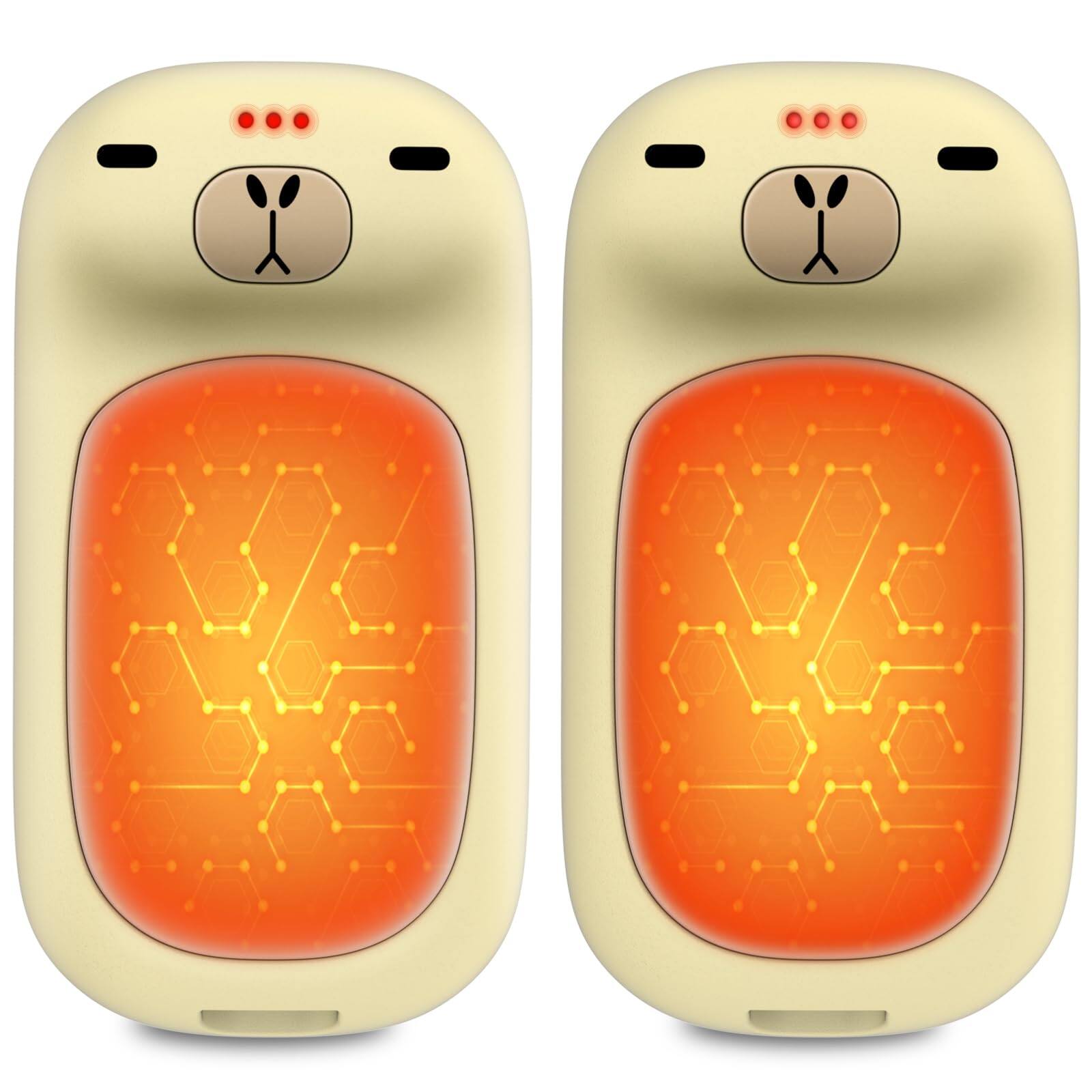 Front. PRIMEPLUS - Rechargeable Electric Hand Warmers, 1S Heating, 6000mAh 24H, Capybara Christmas Gift Stocking Stuffers for Thanksgiving - Beige.