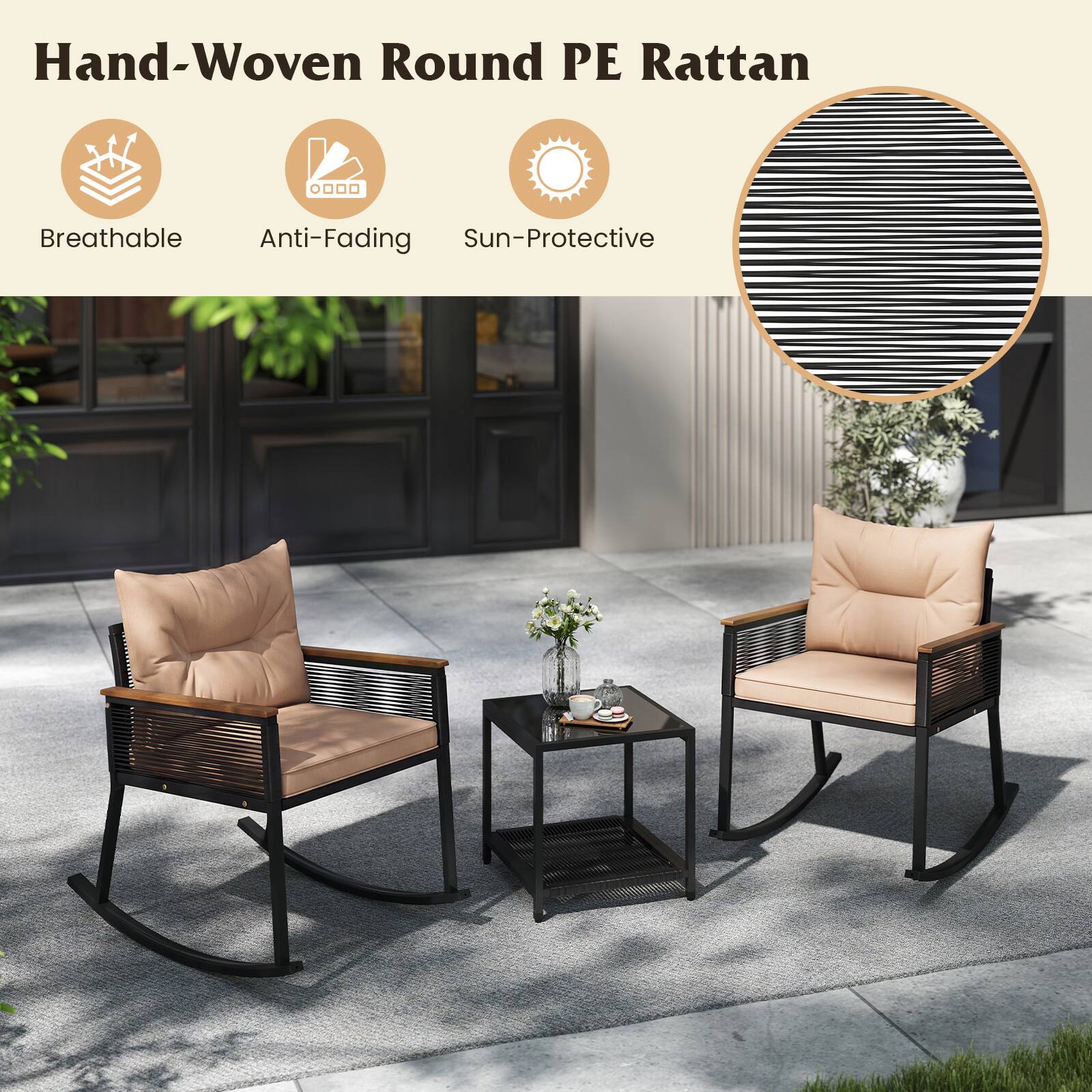 Hand-Woven Round PE Rattan

Breathable
Anti-Fading
Sun-Protective