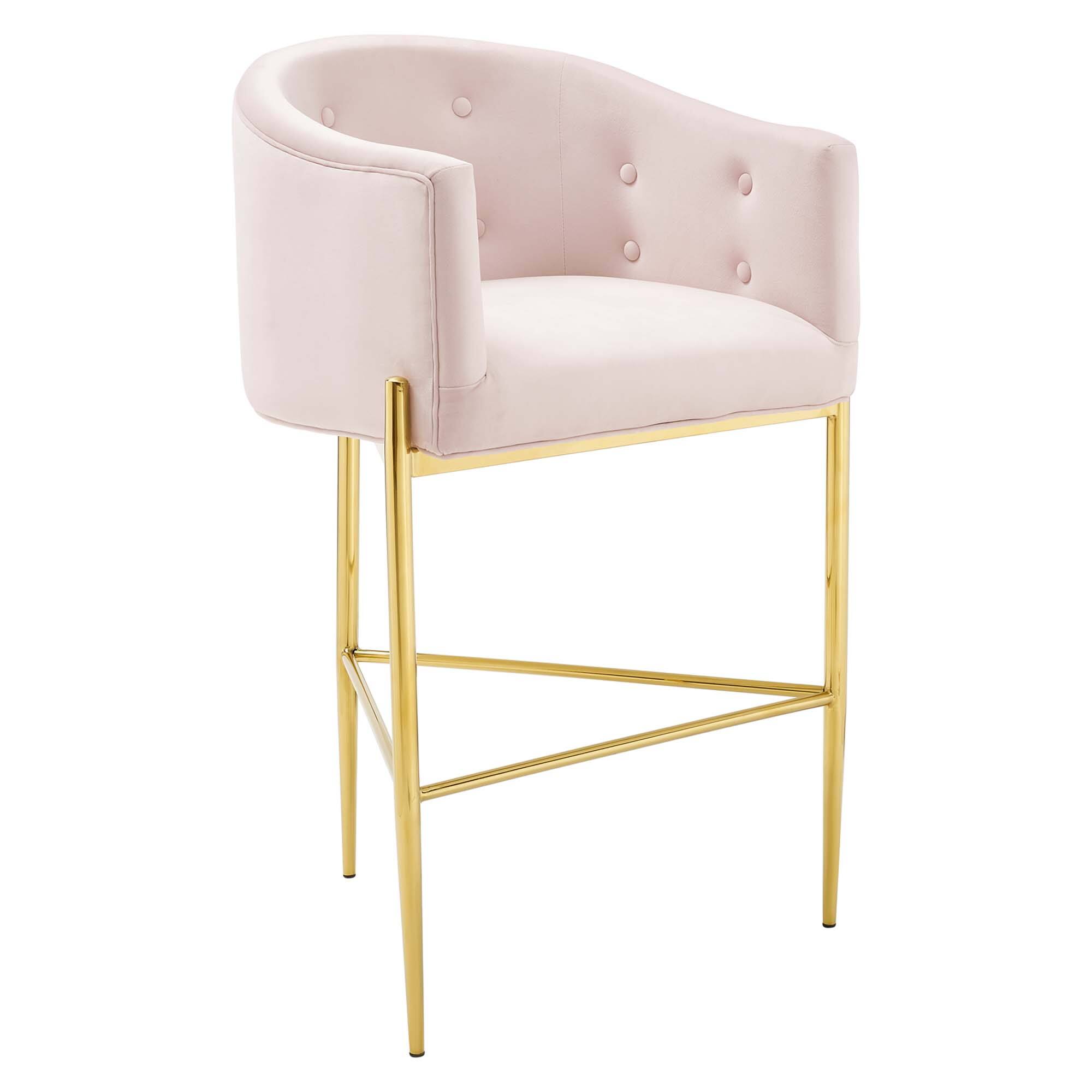 Angle. Modway - Savour Tufted Performance Velvet Bar Stool by Modway - Pink.