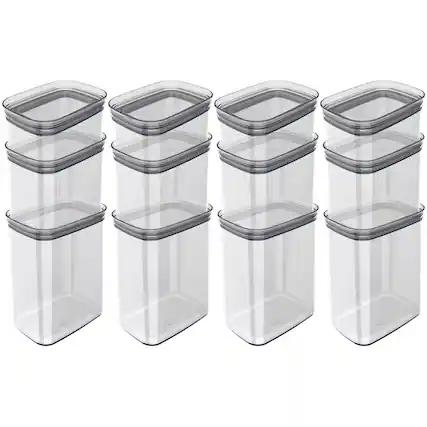 Front. OU - OU Airtight Food Storage Container 24pc (set of 12) Stackable Clear Plastic Storage Container - Clear.
