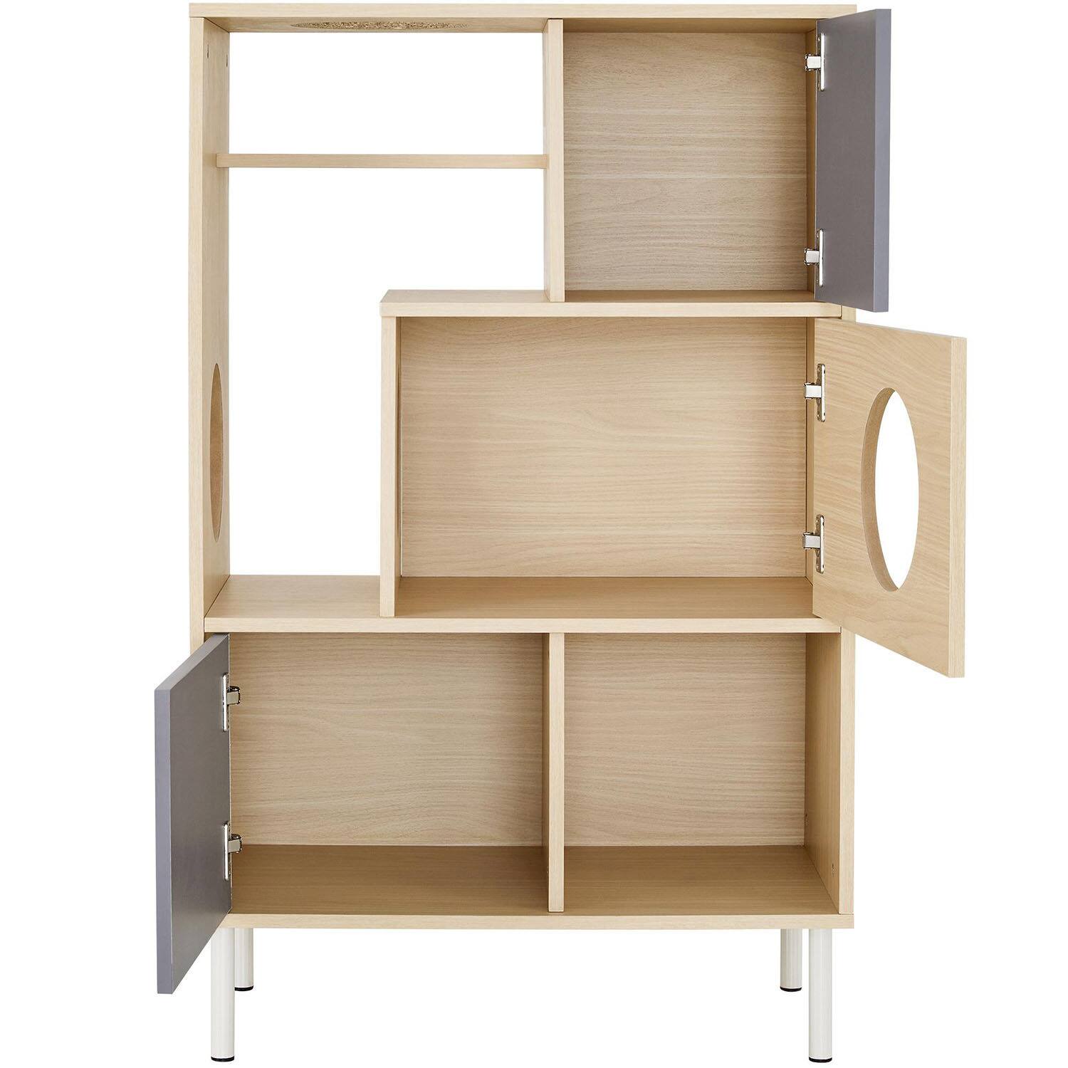 Back. Pefilos - 44" Cat House with Litter Box Enclosure & Hidden Storage, Wood Cat Furniture for Home Decor, Multi-Functional Shelves.