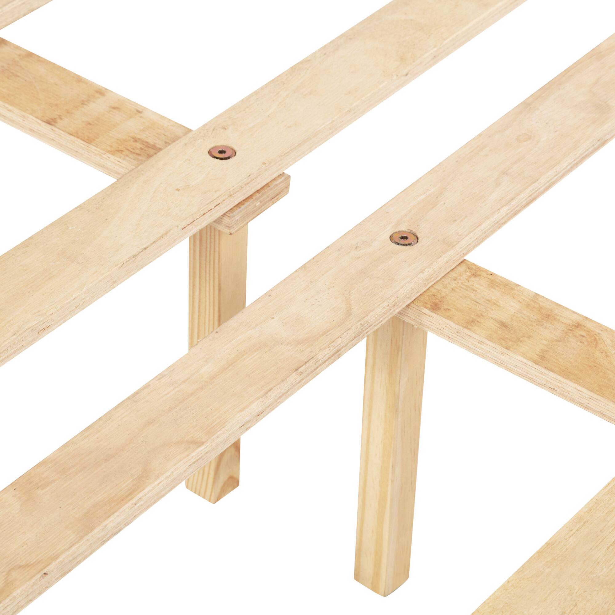 Alt View 7. GOODSILO - Queen Size Wooden Bed with Upholstered Headboard and Panel Footboard Featuring Platform Support Feet - Walnut.