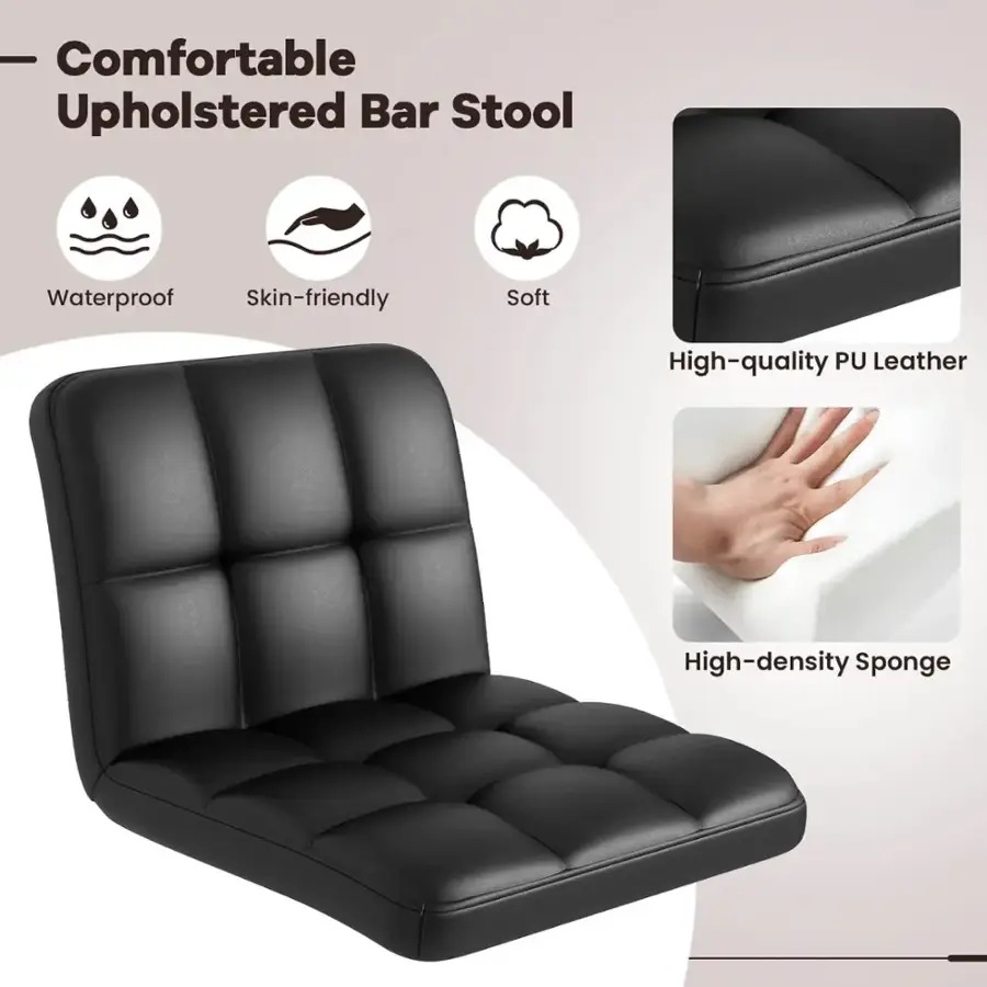 Comfortable Upholstered Bar Stool with Waterproof, Skin-friendly, Soft High-quality PU Leather and High-density Sponge.