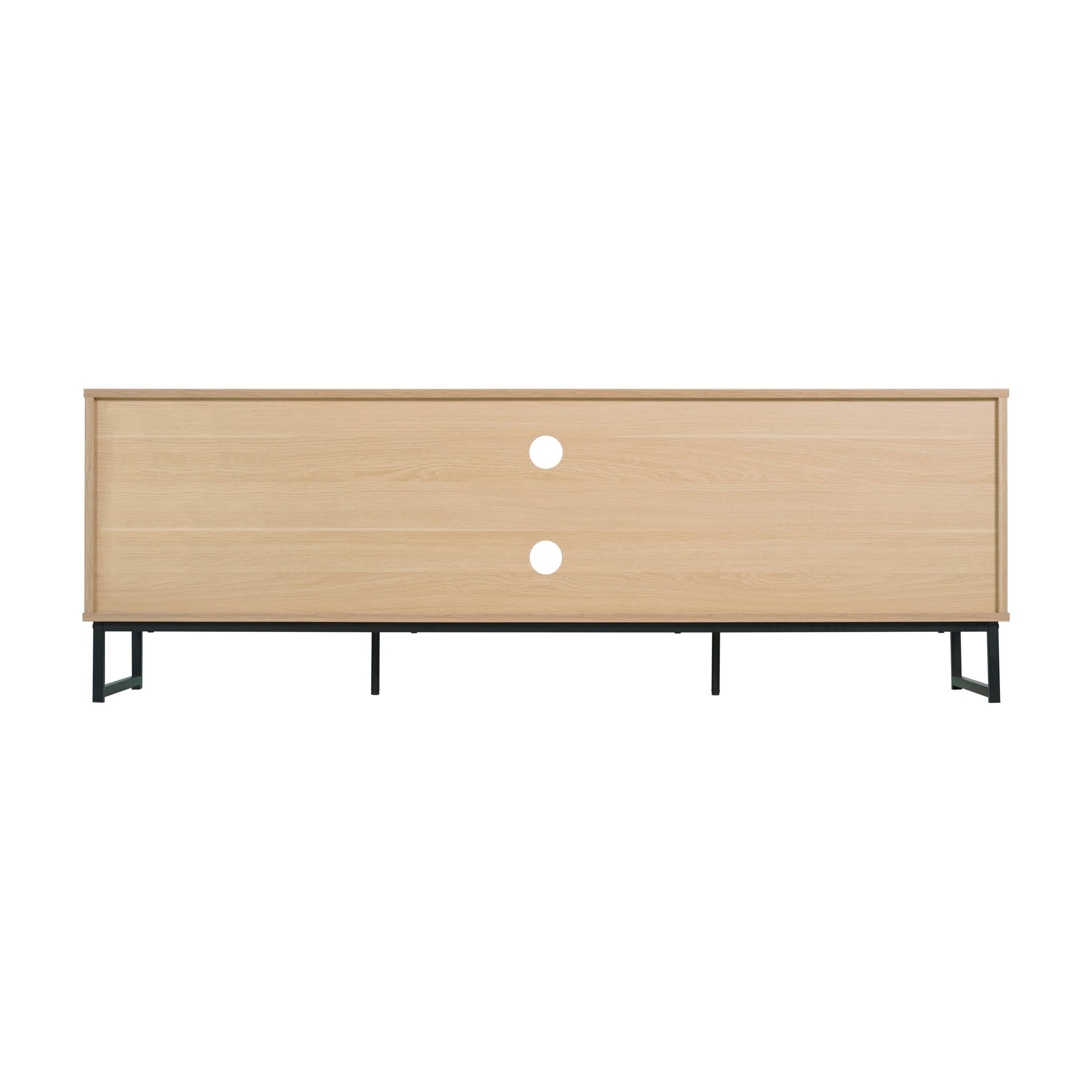 Back. Flash Furniture - Malaki Mid-Century Modern 65 Inch TV Stand with 2 Rattan Soft Close Doors and Fixed Center Shelf, TV Stand for up to 70" - Brown.