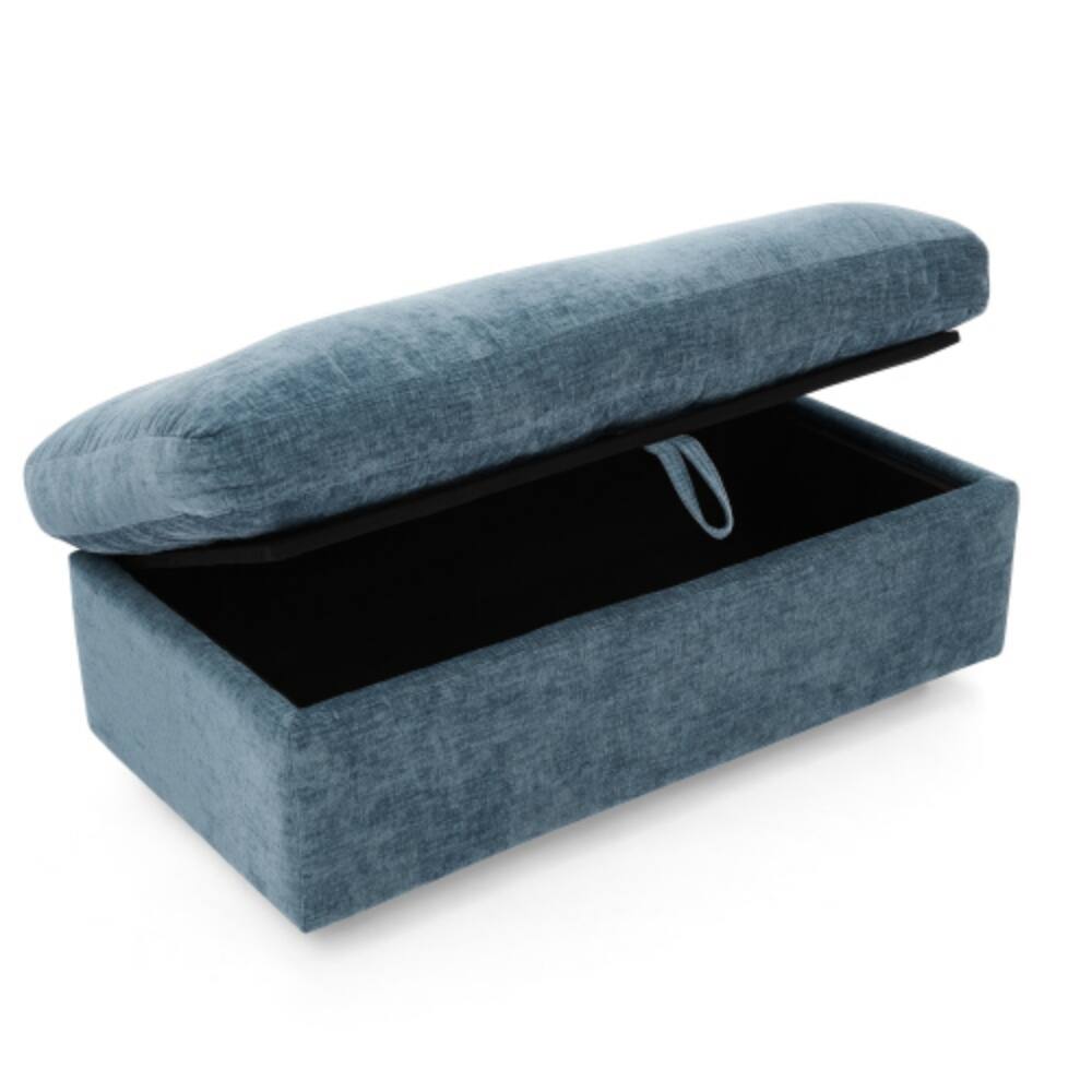 Alt View 6. LUCKY ONE - Double Sofa Recliner with Manual Adjustable Backrest,USB Port,Phone Stand and Storage Ottoman - Blue.