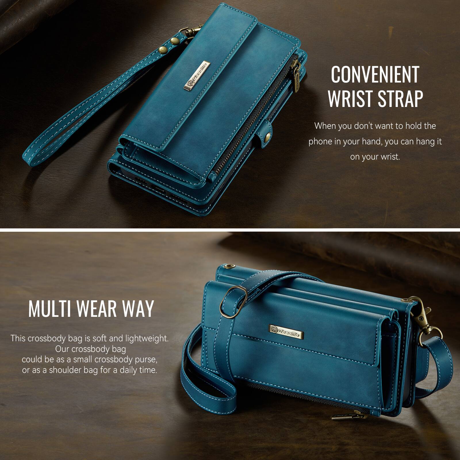 $ Cercillo

CONVENIENT WRIST STRAP
When you don't want to hold the phone in your hand, you can hang it on your wrist.

MULTI WEAR WAY
This crossbody bag is soft and lightweight. Our crossbody bag could be as a small crossbody purse, or as a shoulder bag for a daily time.