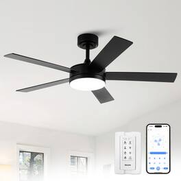 Vaczon - Modern 48-inch 3CCT Dimmable LED Smart Ceiling Fan with Light and Remote & APP Control - Black