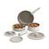 Front. Bella - Fits-anywhere Kitchenware: 8-Piece Ceramic Nonstick Cookware Set with Removable Handles - Oatmilk.