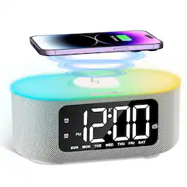 Dazzed Corner - Alarm Clock, FM Radio, USB Charging Port, Nightlight - Gray