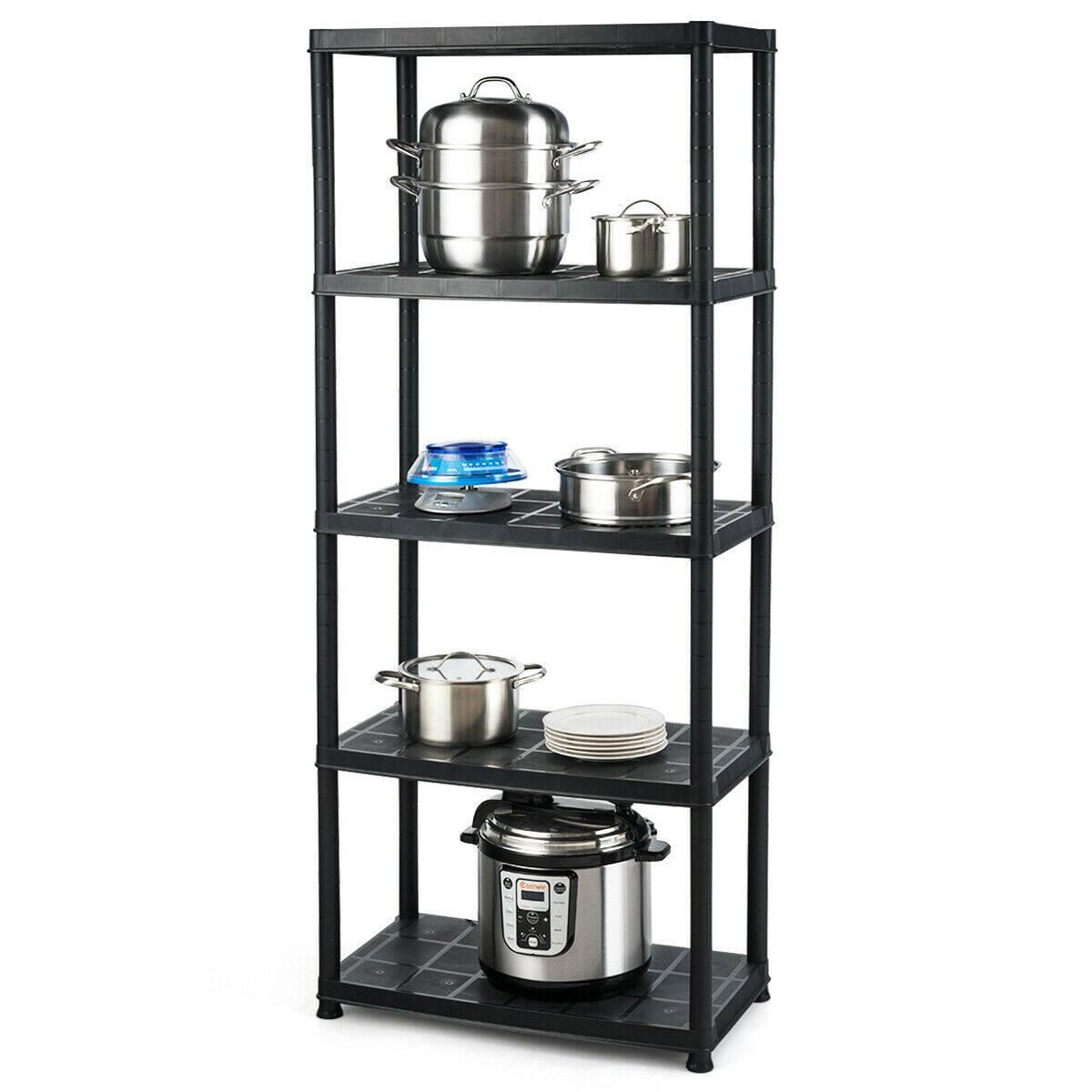 Alt View 9. Gymax - Gymax 5-Tier Storage Shelving Freestanding Heavy Duty Rack,36"L X 18"W X 73"H,Black - Black.