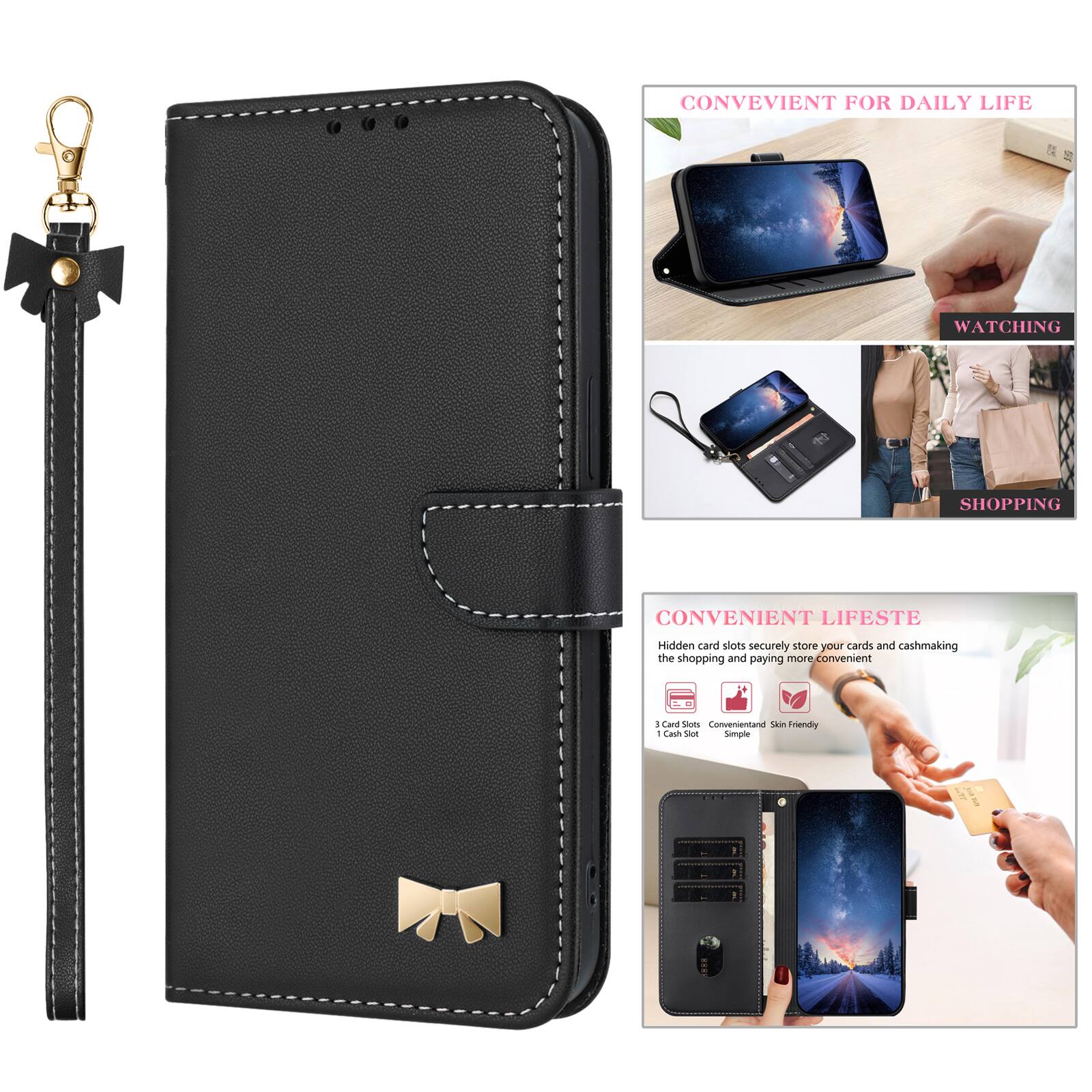 CONVENIENT FOR DAILY LIFE  
WATCHING SHOPPING  
CONVENIENT LIFESTYLE  
Hidden card slots securely store your cards and cash, making the shopping and paying more convenient.  
1 Card Slot  
Convenient and Simple  
Skin Friendly