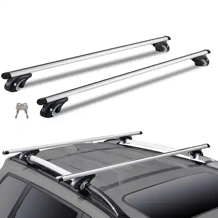 Front. VEVOR - Roof Rack Cross Bars, Aluminum Roof Rack Crossbars, Fit Raised Side Rail with Gap, 200 lbs Load Capacity - Silver.