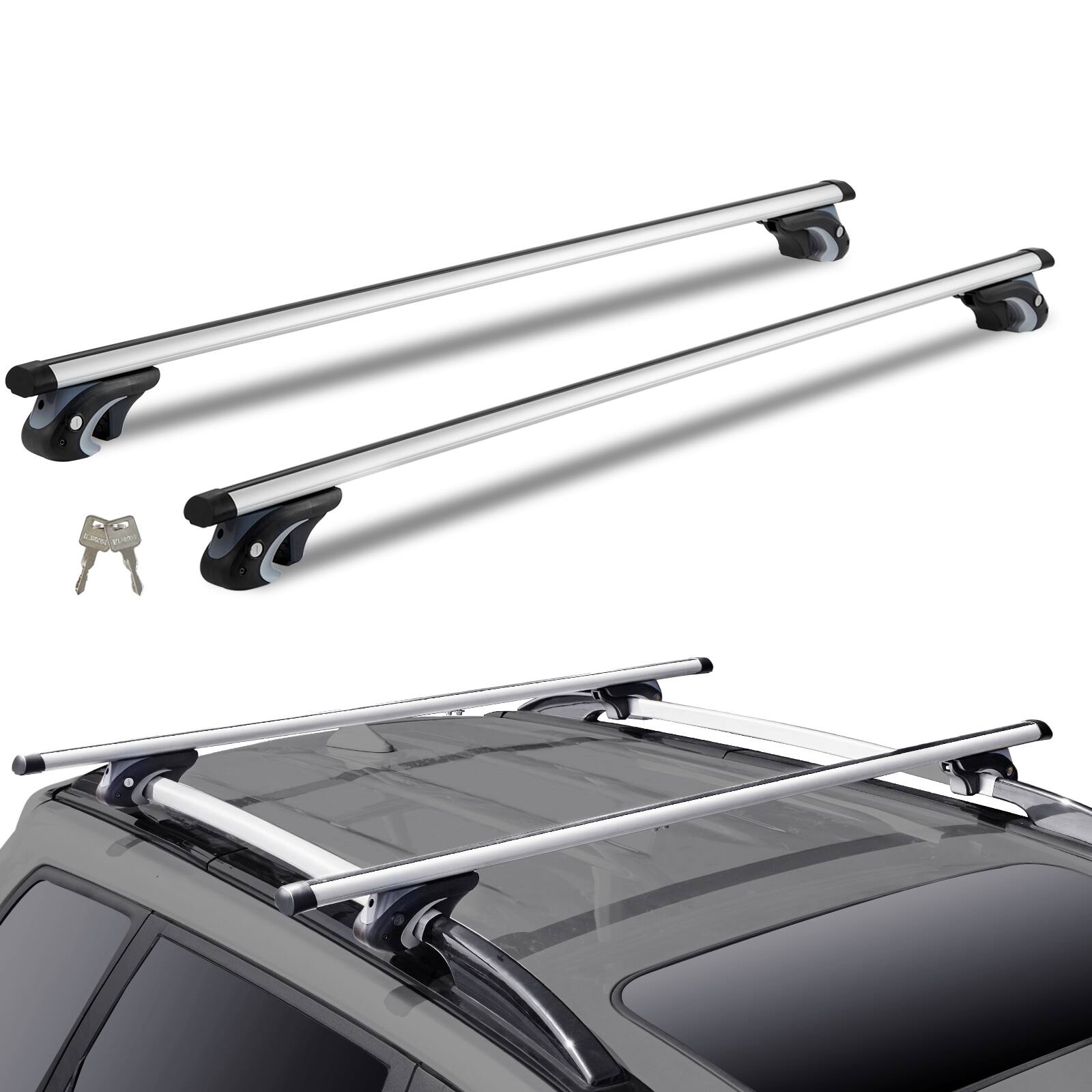 VEVOR - Roof Rack Cross Bars, Aluminum Roof Rack Crossbars, Fit Raised Side Rail with Gap, 200 lbs Load Capacity - Silver