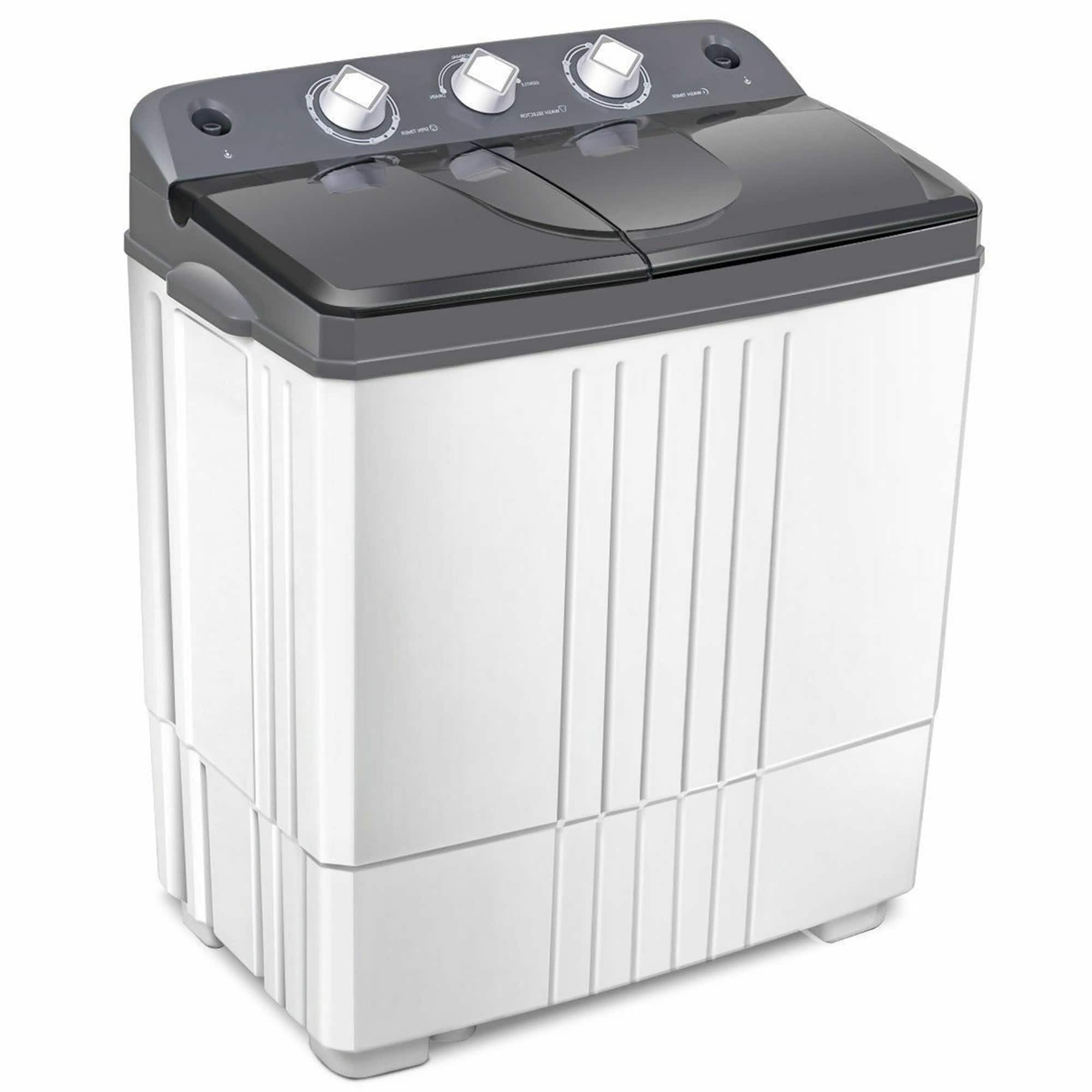 Front. Gymax - Gymax Portable Washing Machine Compact Twin Tub 20 lbs Capacity Washer Spinner - Grey,White.