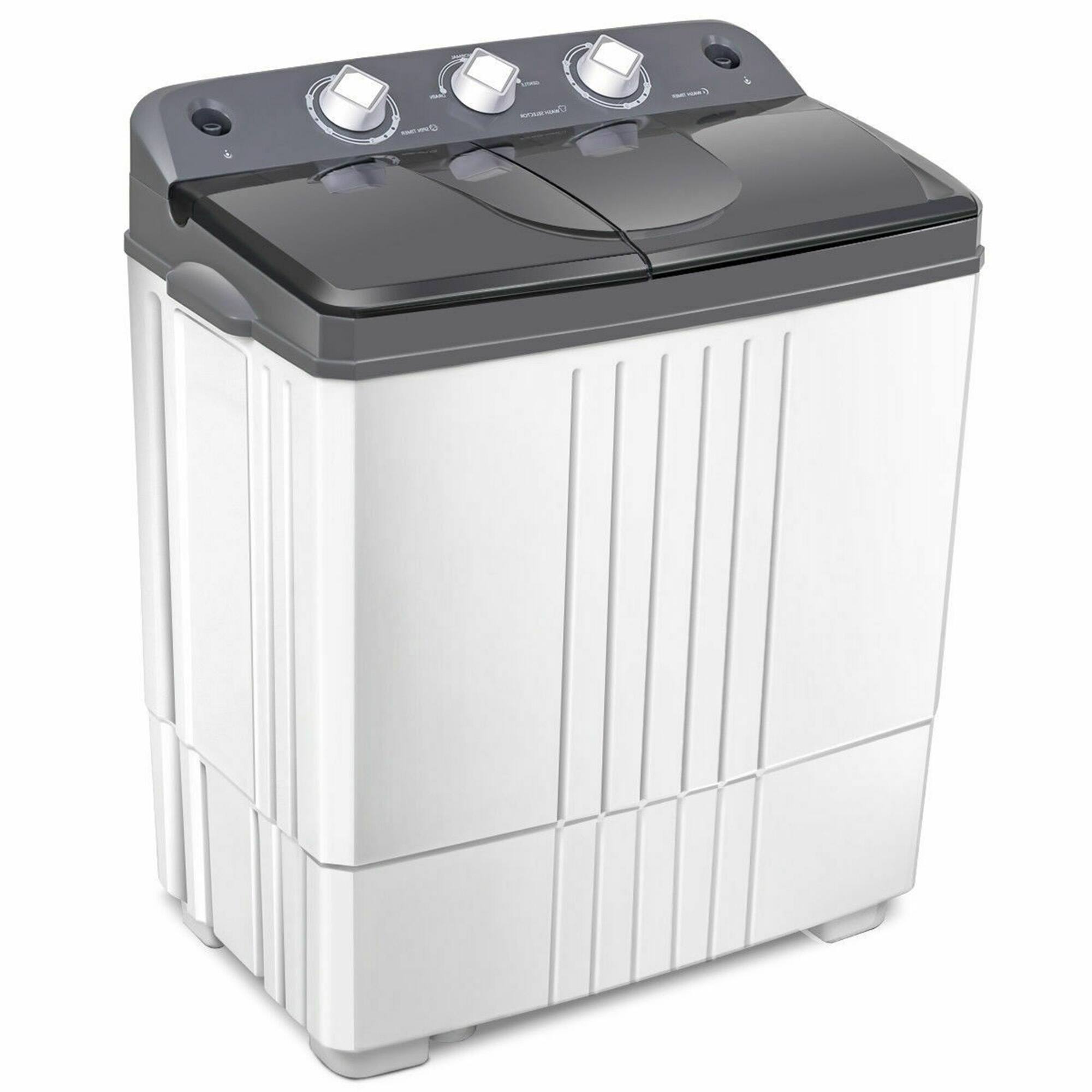 Front. Gymax - Gymax Portable Washing Machine Compact Twin Tub 20 lbs Capacity Washer Spinner - Grey,White.