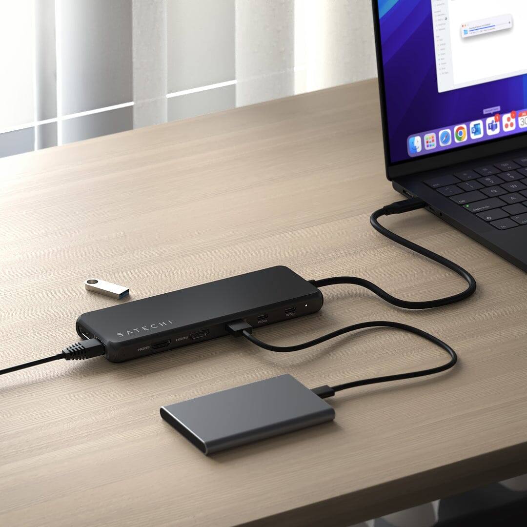 Alt View 2. Satechi - 13-in-1 USB-C Triple Display Multiport Adapter - Black.